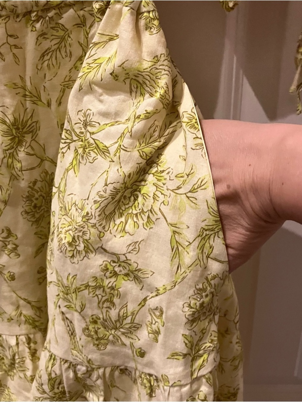 Hutch (Anthropology) Grant Short-Sleeve Linen Yellow Floral Mini Dress (Med) - Picture 8 of 11